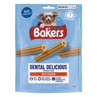 Bakers 12621162 Dental Delicious Chicken Dog Chews Medium 6x200gm