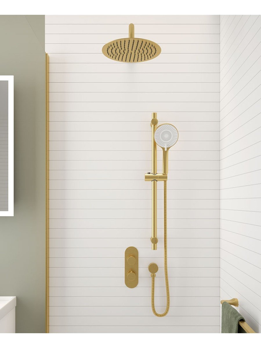Sonas Alita Knurled Shower Set 1 Brushed Gold bathroomworld