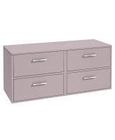 FINLAND 120CM FOUR DRAWER CASHMERE PINK MATT COUNTERTOP VANITY UNIT - BRUSHED CHROME HANDLE