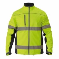 BJ6059TY-Taped Hi Vis Soft Shell Jacket, Yellow/Navy