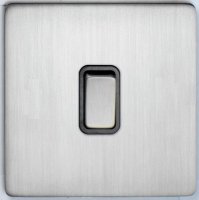 DETA Screwless 1 Gang Switch Satin Chrome Black Insert | LV0201.0424