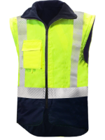 801050 Hi Viz Vest PU Coated Fleece Lined Yellow/Blue
