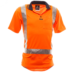 801089 Hi Vis-Polo Shirt, SS,Tape, TTMC, Orange