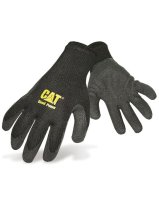CAT Black Textured Latex Glove Polyester/Cotton breathable knit Size 9 (L)
