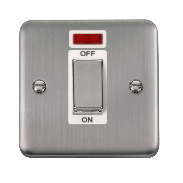 Click Deco Plus 1G 45A DP Switch Stainless Steel White Insert DPSS501WH