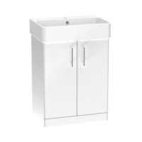 Tucker French Dartford 600mm Floor Standing Two Door Basin Unit Gloss White