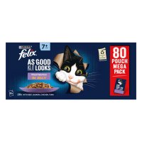 Felix 'As Good as it Looks' Cat Pouch 7+ Senior Mixed Selection Jelly 85g 80pk x 1