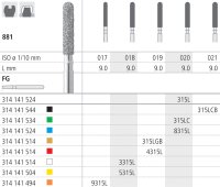Intensiv SA Fine 0.9mm Shank, Diamond Long Round Cylinder - 6pk 881/019-red - DMI Ireland's Leading Dental Supplier - Next Day Delivery