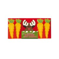 Hand decorated chocolate reindeer and carrots in acetate pack 12x95g