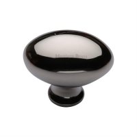 C114-38-PNF - Heritage Brass Cabinet Knob Victorian Oval Design 38mm Polished Nickel Finish
