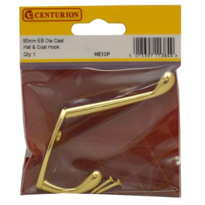 Centurion 105mm Die Cast Hat & Coat Hook - Brass - Pack Qty 1
