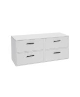 FINLAND 120CM FOUR DRAWER MATT WHITE COUNTERTOP VANITY UNIT - BRUSHED CHROME HANDLE