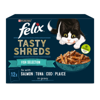 Felix Tasty Shreds Mixed Fish Selection in Gravy 4x12x80g