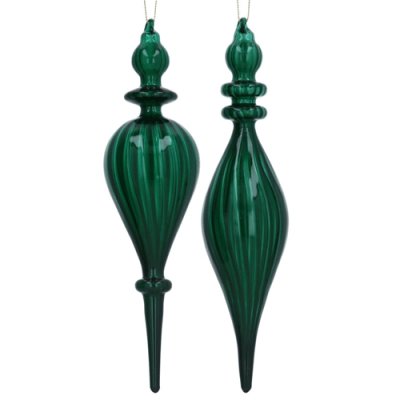 Green Glass Finial Decorations