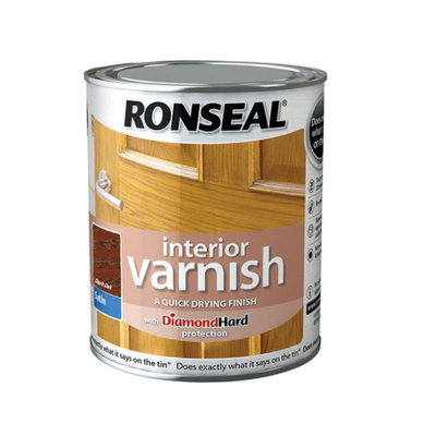 Ronseal Interior Satin Varnish - Dark Oak 750ml