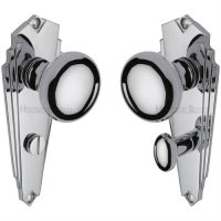 BR1830-PC - Heritage Brass Mortice Knob on Bathroom Plate Broadway Design Polished Chrome Finish