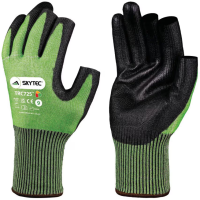 SKYTEC PU GREEN LIGHTWEIGHT GLOVE WITH OPEN FINGERS CUT RESISTANT