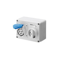Gewiss GW66004 Interlocked Switch Socket - 16A - 2P+E - 200-250V (Blue) - IP44
