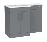 Tucker French Dorking 1100mm Back To Wall Floor Standing L-Shaped Left Hand Basin Unit Matt Dust Grey