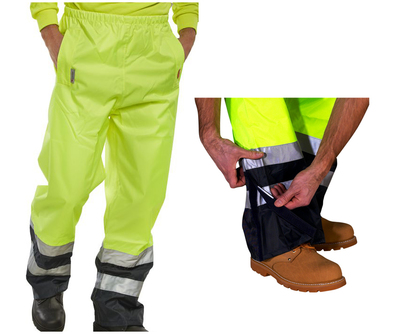 CLICK Belfry Hi-Visibility Waterproof Breathable Trousers Yellow/Navy