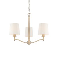 ORTONA 3 LIGHT PENDANT, MATT ANTIQUE BRASS WITH VINTAGE WHITE FA