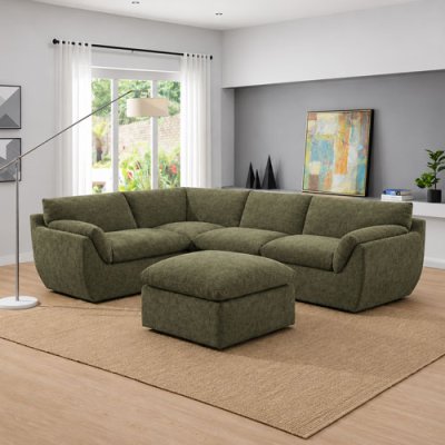 North 2-C-1 Sectional Sofa - Green