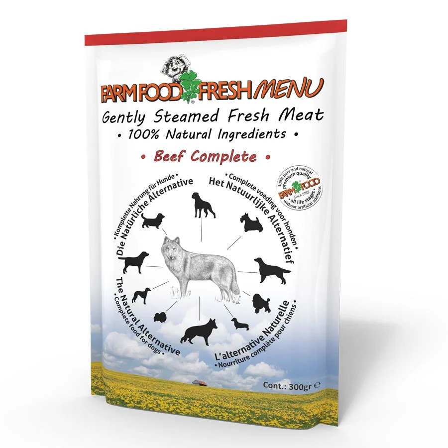 Farm Food Fresh Menu Dog Complete Beef Wet Food Pouches 10x300gm