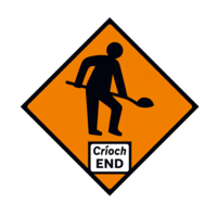 Cone Mountable Sign Men at Work End, 600 x 600 mm Diamond Reflective Orange with Strap Bands