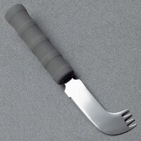 The Nelson Knife is a knife with a cutting edge, which ends as a curved pronged fork, to enable food to be picked up