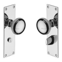 BAL8530-PC - Heritage Brass Mortice Knob on Bathroom Plate Balmoral Design Polished Chrome Finish