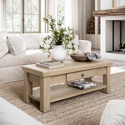 Mandel White Wash Coffee Table 