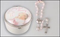 Porcelain Box/Baby Girl Rosary  (62819)