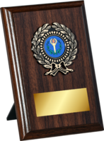 15cm Walnut Plaque, Black/Gold Trim (V2251)