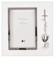 Communion Photo Frame/Wood/White   (C46273)