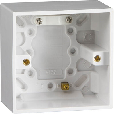 Single Pattress Box With Earth Terminal 47mm White