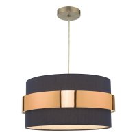 OKI EASY FIT PENDANT SHADE- NAVY BLUE WITH COPPER BAND