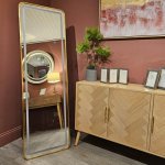 LED Modena Cheval Mirror 160 x 50cm - Gold 2