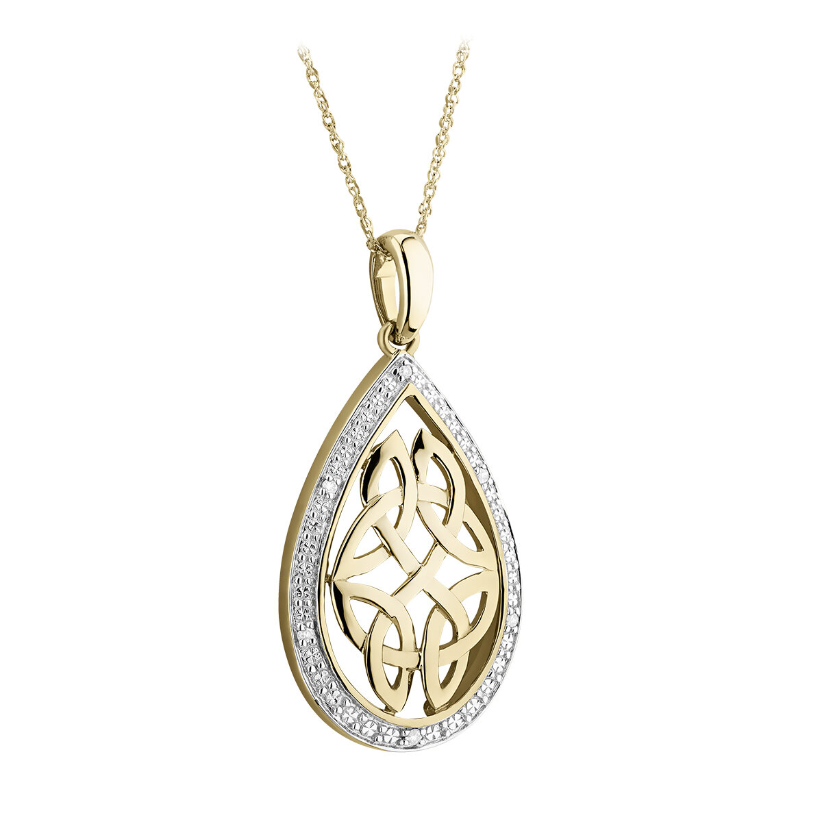 9K Gold Diamond Celtic Knot Necklace 