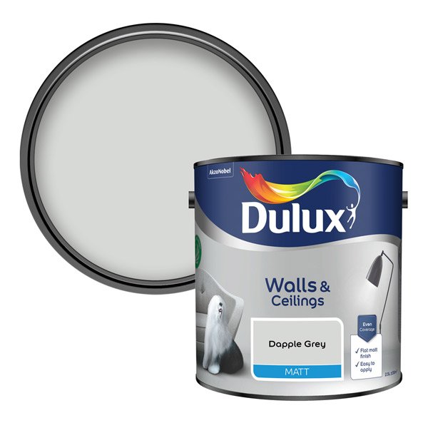 Dulux Matt Dapple Grey 2.5L Paint Tin & Colour Swatch