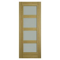 Shaker 4 Panel Luxury Laminate Limed Oak Opal Laminate Glass