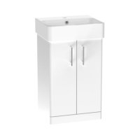 Tucker French Dartford 500mm Floor Standing Two Door Basin Unit Gloss White