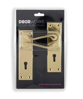 Victorian Scroll Lock Handle on Plate 150mm Brass
