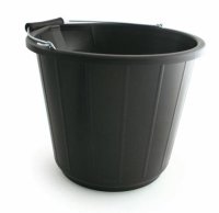 Heavy Duty Plastic Bucket with Metal Handle - Black 14L