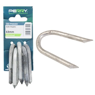 Perry 63mm 2&frac12;" No.408 Gate Staples (7mm) - (5 pack) Galvanised