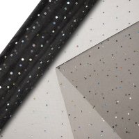 Organza Roll Silver Dot On Black 29cm x 10m