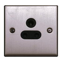 FEP Low Profile Satin Chrome 5A 1G Unswitched Socket Black Insert Chrome Switch | LV0801.0017