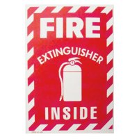 Fire Extinguisher Inside w/Picture, 6"W x 9"H, Vinyl