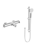 URBAN DECK MOUNTED THERMOSTATIC BATH SHOWER MIXER & RAIL KIT KIT CHROME