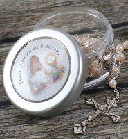 Communion Imitation Pearl Rosary   (C6134)