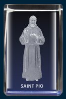 Lazer Engraved Crystal/Saint Pio   (50636)